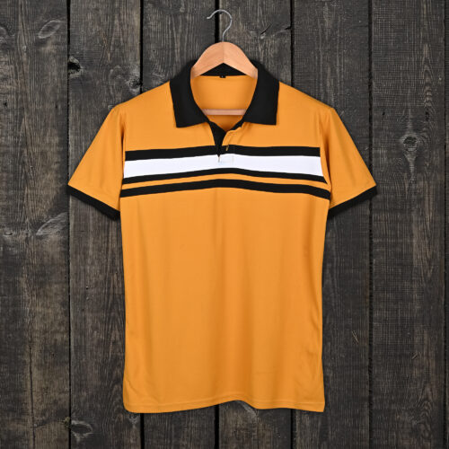 Poly Cotton Printed Half Sleeve Men Polo T-shirt - Yellow