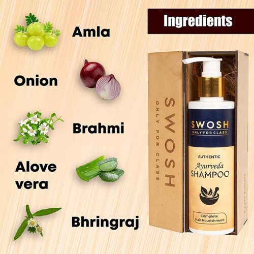 SWOSH Ayurvedic Herbal Shampoo 200 ml for Hair Fall Control and Hair Growth Amla Onion Brami Aloe Vera Bhringraj Extract 2