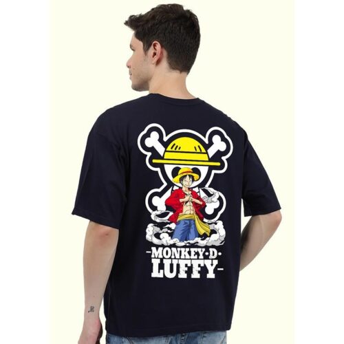TeesHut Men's Casual Printed Oversized Monkey D Luffy T-shirt 01