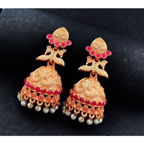 Trendy Gold Plated Kundan & Stone Jhumka Earring 1