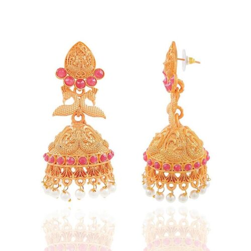 Trendy Gold Plated Kundan & Stone Jhumka Earring 4