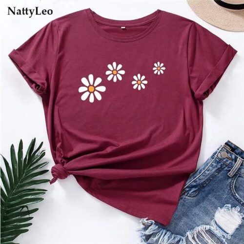 Women's Cotton Blend Graphic Floral Print T-Shirt