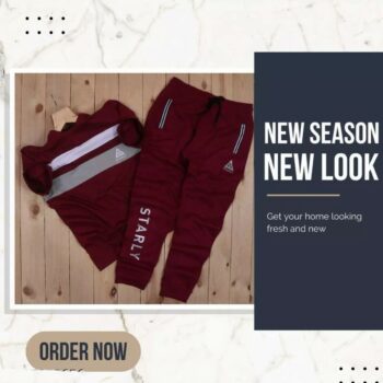 Cotton Colorblock Starly Tracksuit for Men - Maroon