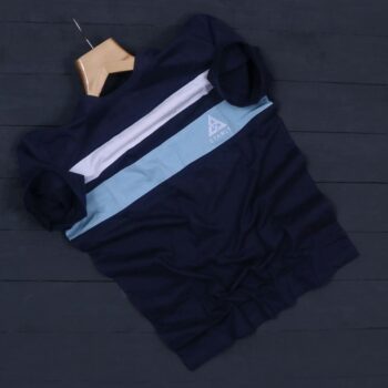 Men Cotton Striped Starly T-Shirt - Navy Blue