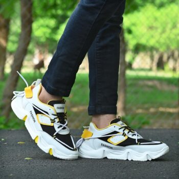 AM PM Light Weight Fashionable Sports Shoes For Men - Yellow 1