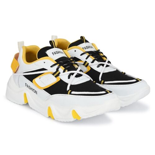 AM PM Light Weight Fashionable Sports Shoes For Men Yellow 2