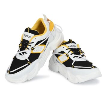 AM PM Light Weight Fashionable Sports Shoes For Men Yellow 3