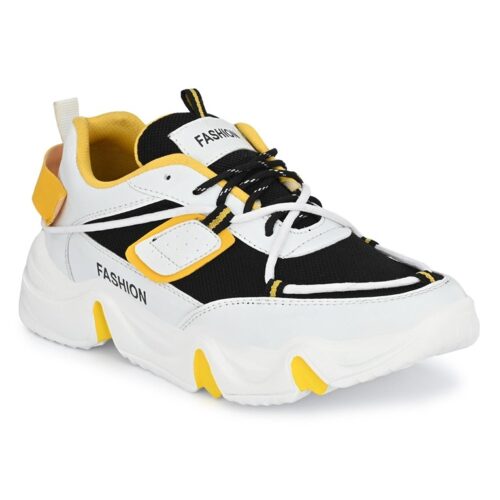 AM PM Light Weight Fashionable Sports Shoes For Men Yellow 4