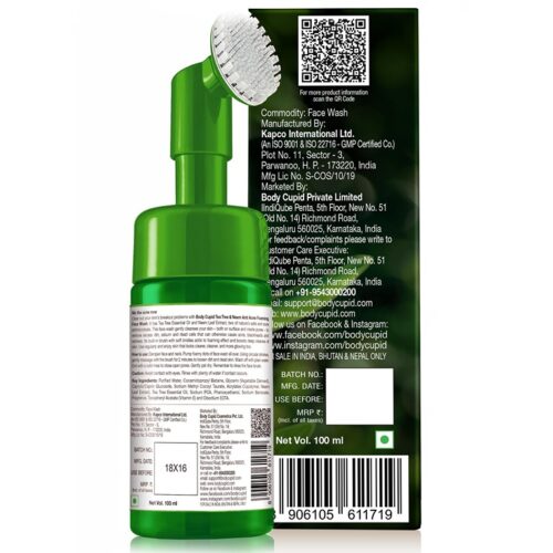 Body Cupid Tea Tree and Neem Anti Acne Foaming Face Wash with built in Brush 100 ml 1