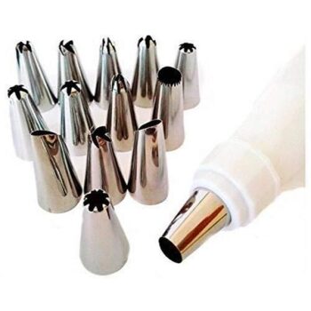 15 Piece Cake Decorating Set Frosting Icing Piping Bag Tips with Steel  Nozzles. Reusable & Washable