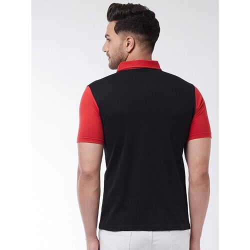 Cotton Blend Color Block Half Sleeve Mens Polo T Shirt 1 2