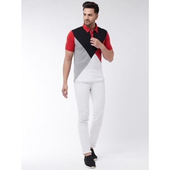 Cotton Blend Color Block Half Sleeve Mens Polo T Shirt 2 2