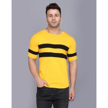 Cotton Blend Color Block T-shirt - Yellow