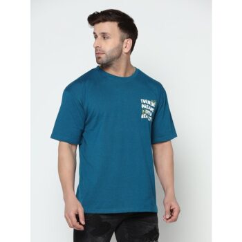 Cotton Blend Printed Half Sleeve Mens Round Neck GritStones T Shirt Blue 4 1