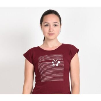Cotton Printed T-Shirt For Women-Maroon 1