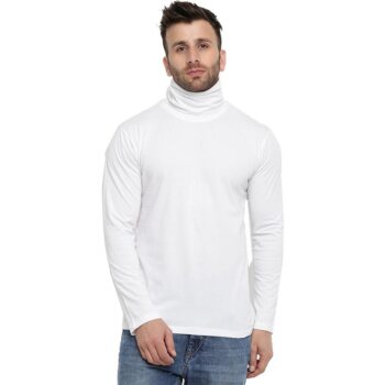 Cotton Solid Full Sleeve T-Shirt For Men-White