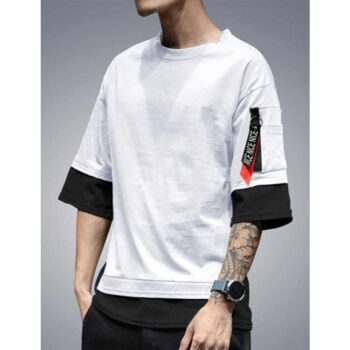 Cotton Solid Half Sleeves T-Shirt For Men-White