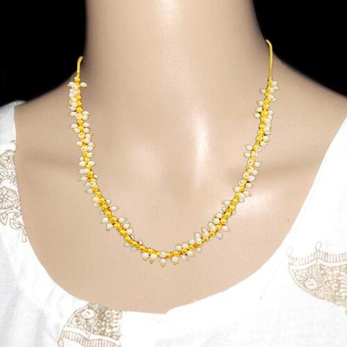 Elegant Gold Plated Beaded Pendant With Chain 2