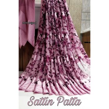 Elegant Printed Georgette Saree With Satin Patta