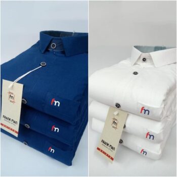 FREANKMEN Cotton Solid Casual Shirt For Men (Pack of 2)