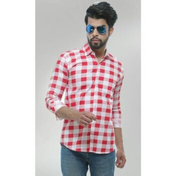Freankmen Cotton Checkered Full Sleeve Casual Shirt for Men
