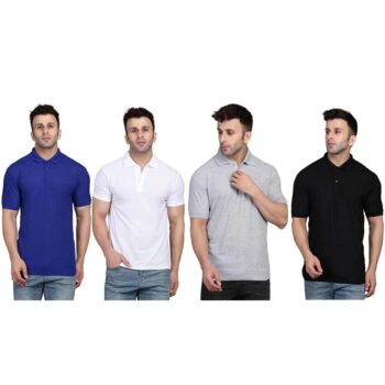 Men's Half Sleeves Polo Neck T-shirt Pack of -4