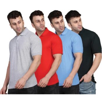 Men's Half Sleeves Polo Neck T-shirt Pack of -4