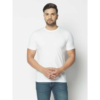 Men's Solid Half Sleeve T-Shirt- White