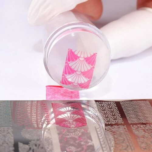 Nail Art Stamper Kit with French Nail Stampers Nail Scrapers and Stamper Heads Replacement 7