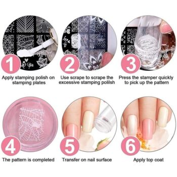 Nail Stamping Plate with Nail Silicone Stamper Dotting Tools for Nail Art 3 1