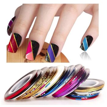 New Fantastic 24 Pcs Roll Mix Color Metallic Nails Art Tape Lace Line Strips Decoration Stickers UV Gel Polish 3