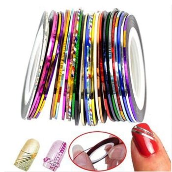 New Fantastic 24 Pcs Roll Mix Color Metallic Nails Art Tape Lace Line Strips Decoration Stickers UV Gel Polish 5