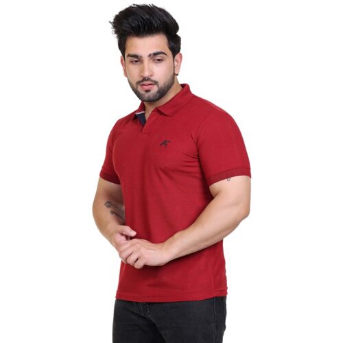 Outdoor Cotton Blend POLO T shirt for Men Red 2