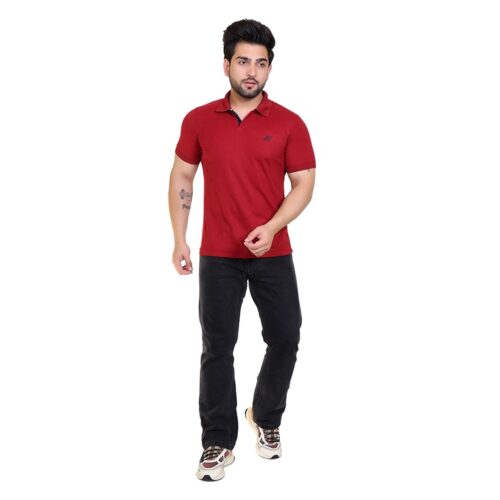 Outdoor Cotton Blend POLO T shirt for Men Red 4
