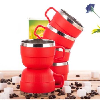 Plastic 300 ml Tea Coffee Milk Cup & Mug with Lid Insulated Steel