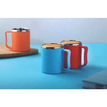 Plastic 300 ml Tea Coffee Milk Cup & Mug with Lid Insulated Steel (pack of 5)