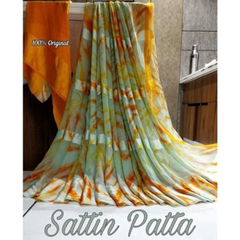 Pretty Printed Georgette Saree With Satin Patta