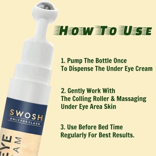 SWOSH Under Eye Cream For Dark Circles And Wrinkles Removal Roll On 15 ml 2
