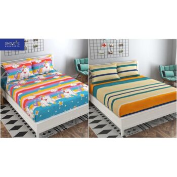 Snooze Combo Glace Cotton Fitted Double Bedsheets