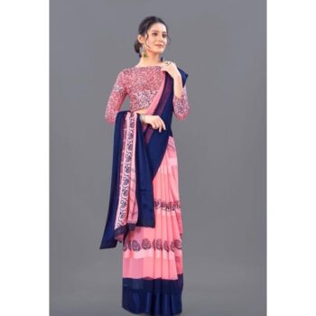 Special Printed Georgette Saree With Satin Patta