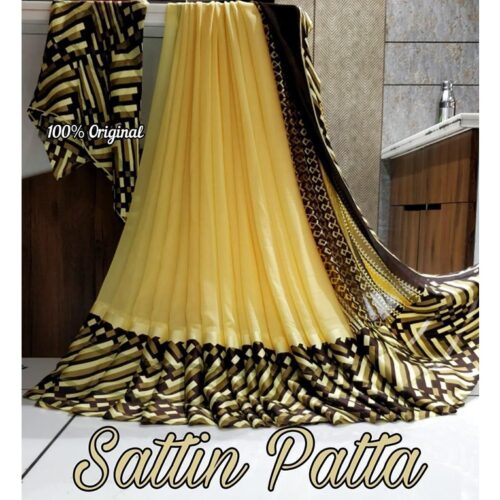 Trendy Printed Georgette Saree With Satin Patta 2