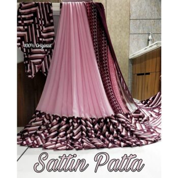 Trendy Printed Georgette Saree With Satin Patta