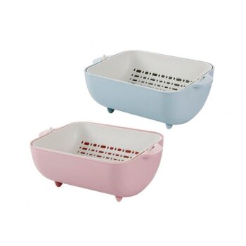 Vegetable Washing Basket Double Layer Rotating Rice Washer Vegetable Wash Strainer Colander 5