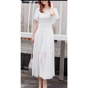 Verve Studio Georgette Solid Maxi Dress - White 1