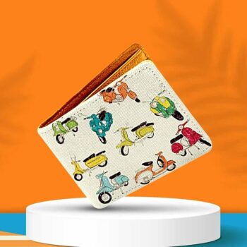 Vintage Scooter Pattern Printed Pu Leather Wallet