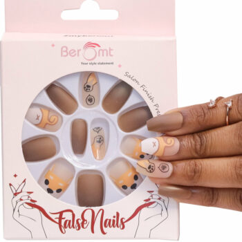 Beromt False Nails Set Of Full Fake Nails With Animal Print Design For Girls And Women Professionals - BFN1049APN