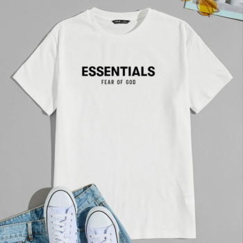 Cotton Printed Essentials Fear of God T-shirt for Men - White
