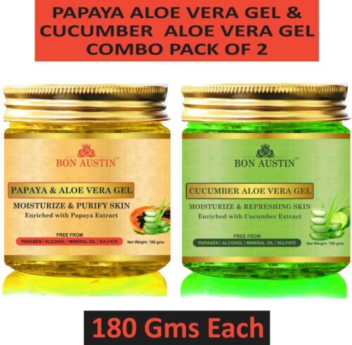 360 papaya aloe vera gel cucumber aloe vera gel combo pack of 2 original