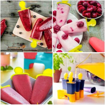 6 pcs Homemade Reusable Ice Kulfi Lolly Moulds Tray with Sticks 6