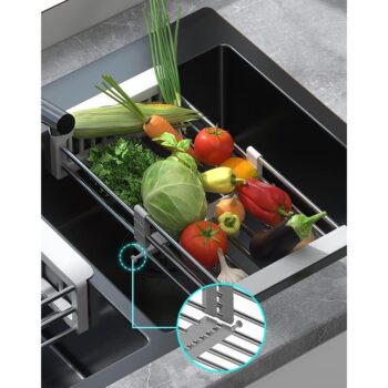Adjustable Dish Drainer Basket for Kitchen Stainless Steel Dish Drainer Fruits Vegetables Kitchen Rack 3